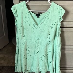 Torrid Mint Green Eyelet Blouse